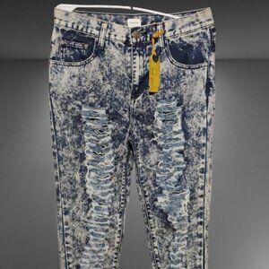 Sneak Peek Jeans Womens Size S Acid Wash Distressed Slits Cuffed Pantleg
